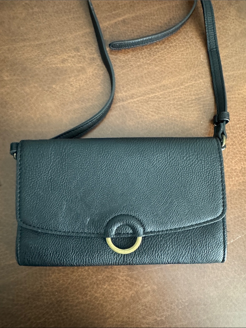 Universal Thread Black Crossbody Bag with Gold Ring Accent